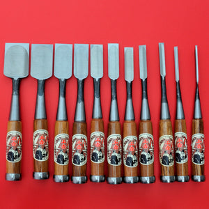 back side Set 11 japanese SENKICHI Chisel oire nomi Yasugi Steel Japan Japanese tool woodworking carpenter