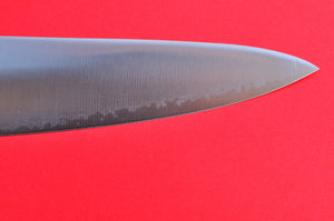 Close-up blade tip Chef's knife KAI Stainless High carbon Clad steel AOFUJI Seki JapanChef's knife KAI Stainless High carbon Clad steel AOFUJI 180mm 7" AE-5153 Seki Magoroku