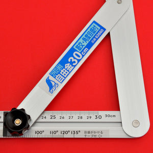 Close-up SHINWA sliding adjustable precision angle bevel 45cm 17.7" 62661 aluminum