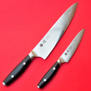 Gyuto YAXELL YO-U 69 слоев дамасского шеф-повара нож + маленьки нож Япония Японии