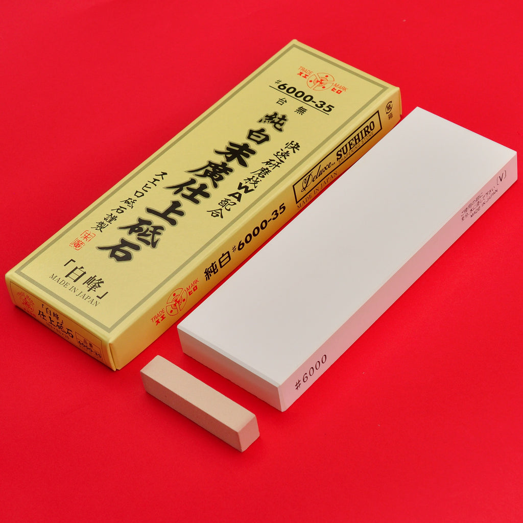 Wetzstein Deluxe pure white SUEHIRO #6000-35 + nagura Japan Japanisch Schleifstein Wasserstein Abziehstein